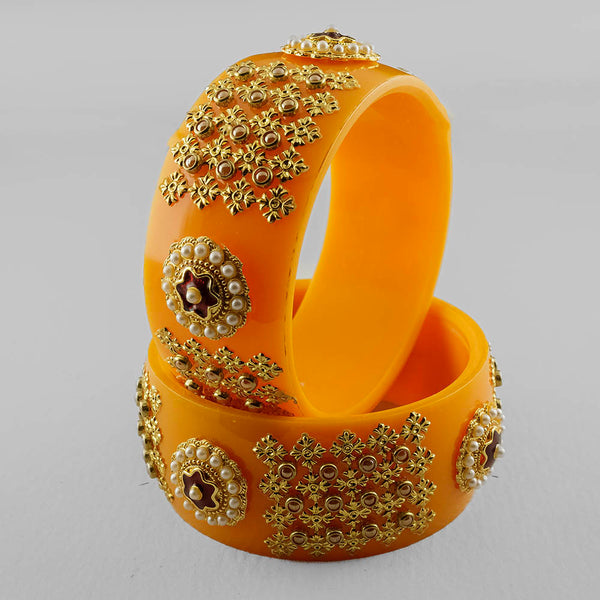 SOB Set of 2 Designer  Acrylic Bangles with Studded Kundan