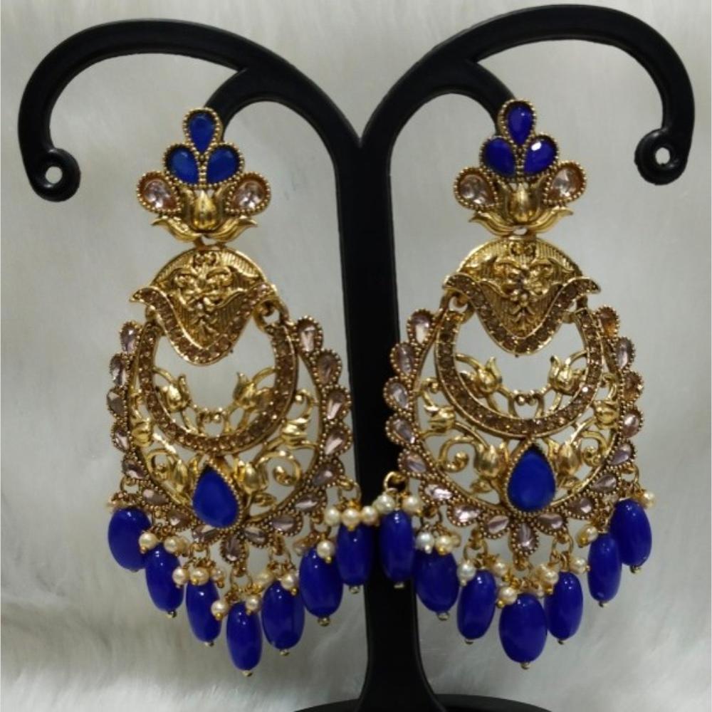 Infinity Jewels Gold Plated Crystal Stone And Beads Dangler Earrings