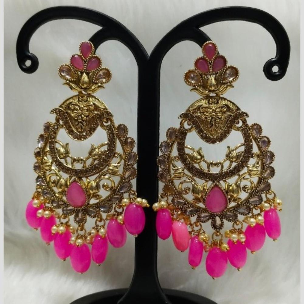 Infinity Jewels Gold Plated Crystal Stone And Beads Dangler Earrings