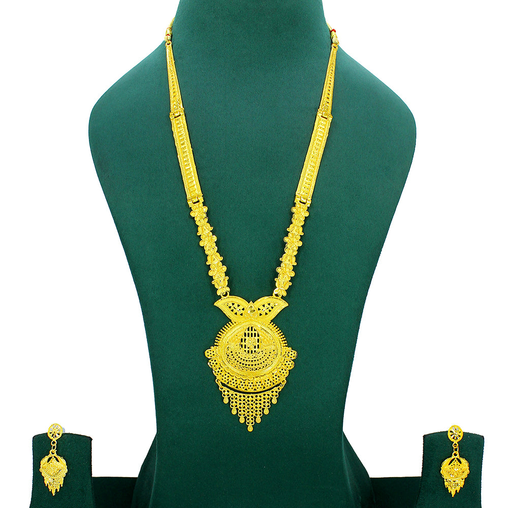Mahavir Dye Gold Plated Long Necklace Set