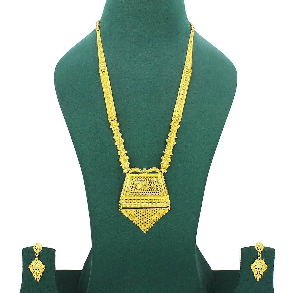 Mahavir Dye Gold Plated Long Necklace Set
