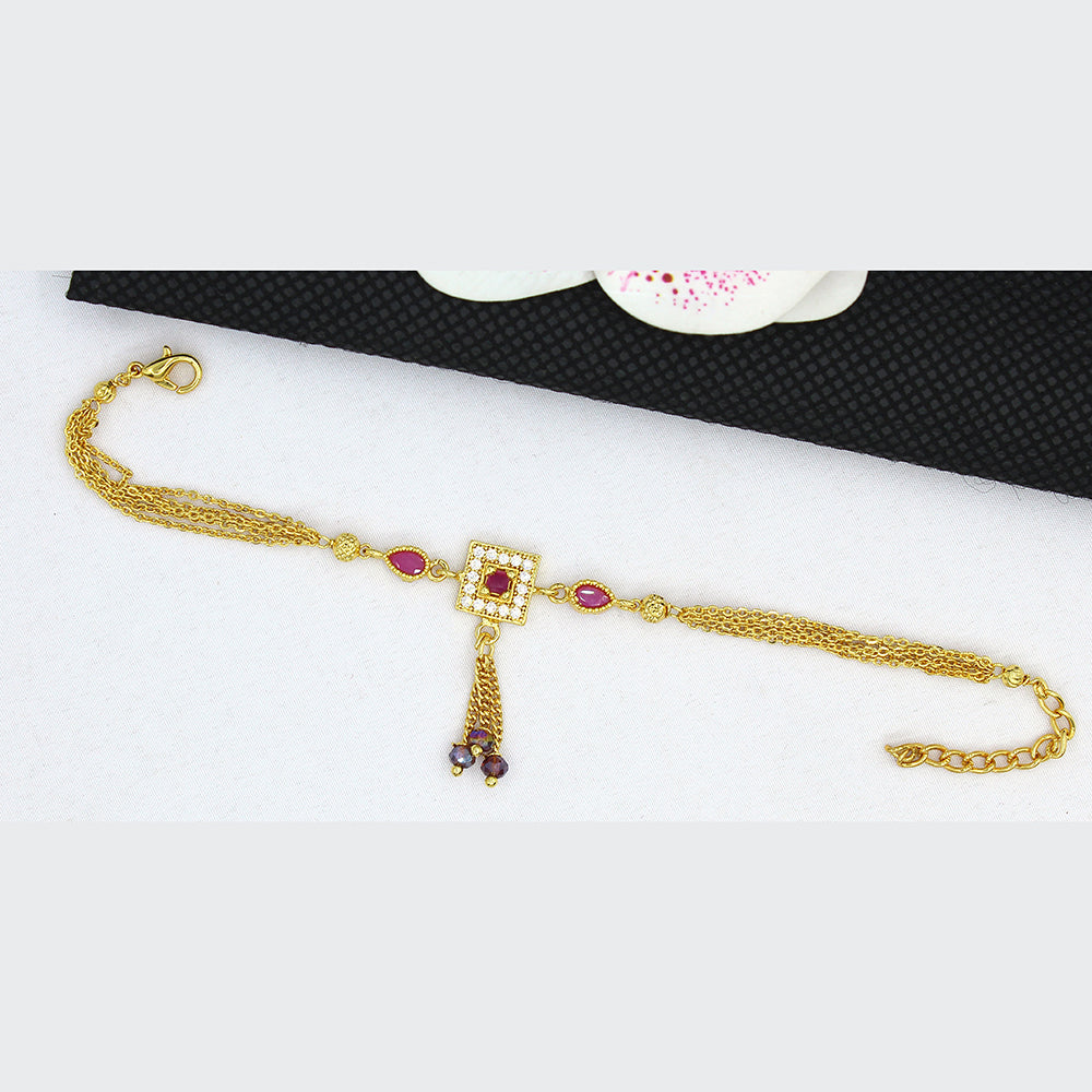 Mahavir Gold Plated  Austrian Stone Adjustable Bracelet