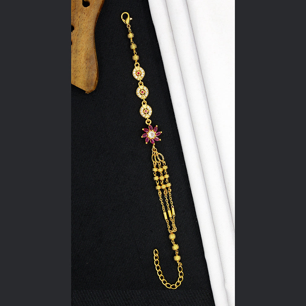 Mahavir Gold Plated  Austrian Stone Adjustable Bracelet