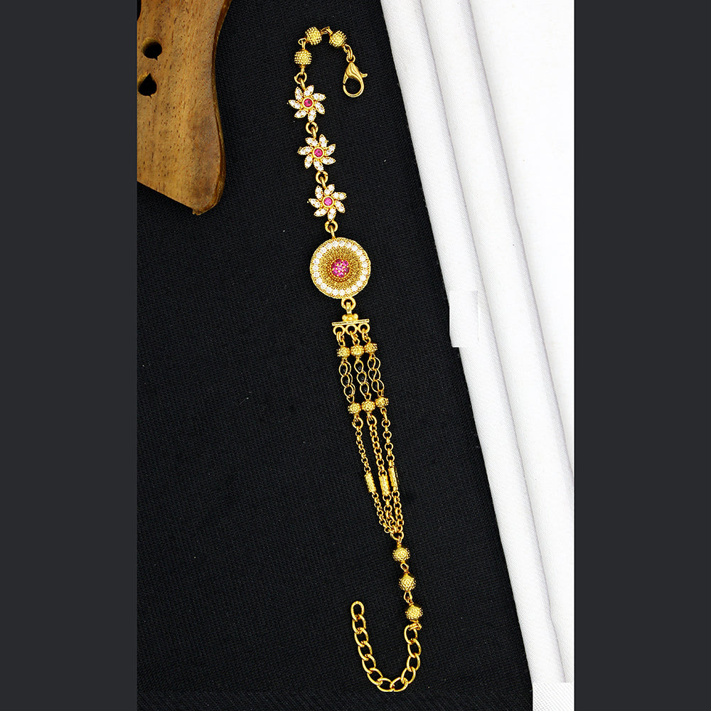 Mahavir Gold Plated  Austrian Stone Adjustable Bracelet