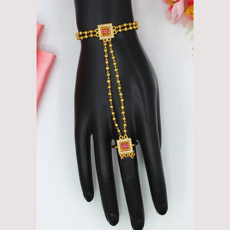 Mahavir Gold Plated Austrian Stone Hand Harness