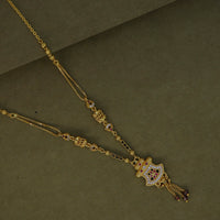 Mahavir Stylish Austrian Stone Pearl And Black Beads Mangalsutra