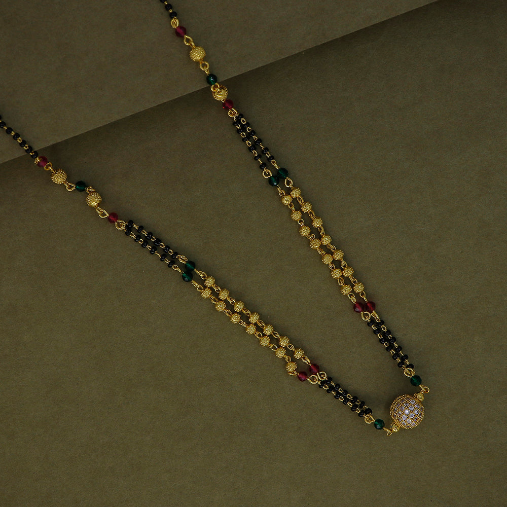 Mahavir Stylish Austrian Stone Pearl And Black Beads Mangalsutra (Pack of 12)