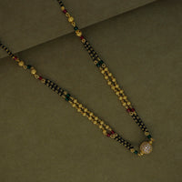 Mahavir Stylish Austrian Stone Pearl And Black Beads Mangalsutra