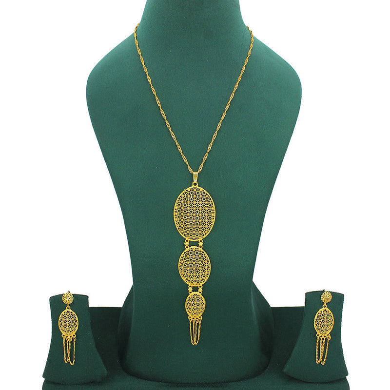 Mahavir Forming Look Gold Plated Long Necklace Set