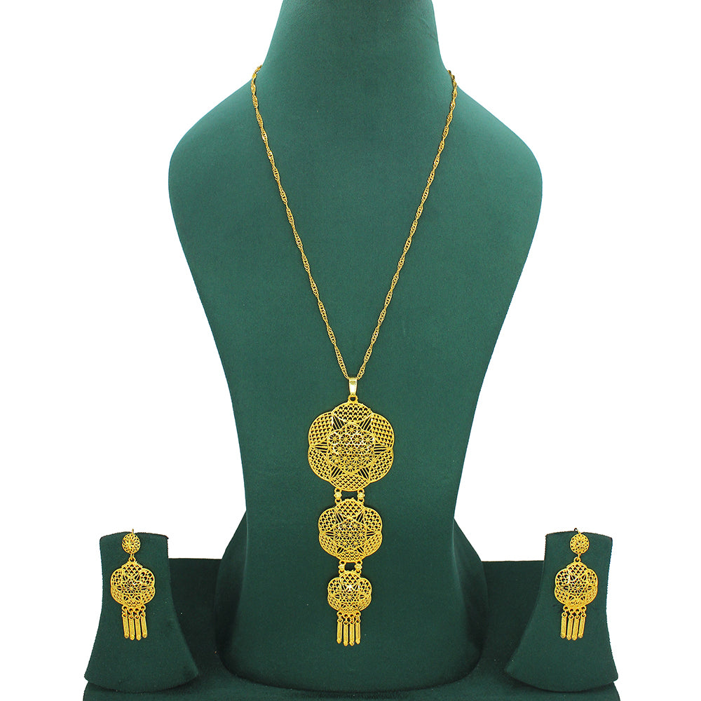 Mahavir Forming Look Gold Plated Long Necklace Set