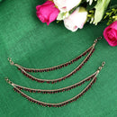 Saloni Fashion Jewellery Dazzling 2 String Maroon Pearl Gold Plated Set Of 2 Brass Ear-Chain (Kaanchain) For Women and Girls