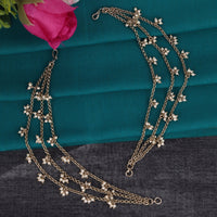 Saloni Fashion Jewellery Marvellous 3 String Long Chain Gold Plated Combo Set of 2 Pearl Ear-Chain(Kaanchain) For Women