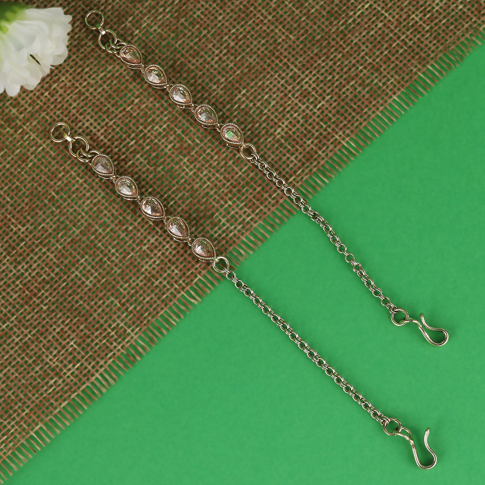 Saloni Fashion Jewellery Traditional Superb Long Chain Gold Plated Pearl Guchha Combo Set of 2 Ear-Chain(Kaanchain) For Women