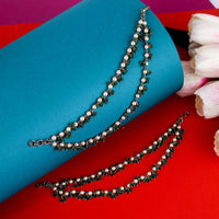 Saloni Fashion Jewellery Astonish Mother of Pearl Pink 2 String Antique Gold Plated Set Of 2 Brass Ear-Chain (Kaanchain) For Women and Girls