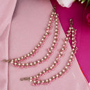 Saloni Fashion Jewellery Astonish Mother of Pearl Pink 2 String Antique Gold Plated Set Of 2 Brass Ear-Chain (Kaanchain) For Women and Girls