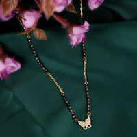 Saloni Fashion Jewellery Traditional Beautiful Round and Triangle Shape Gold Plated Combo Set of 2 Black Beaded Adjustable Chain Mangalsutra For Women