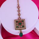 Saloni Fashion Jewellery Elegant Leaf Design Uncut Kundan Stone 18 KT Gold Plated Brass Choker Necklace Set with Maang Tikka For Women and Girls