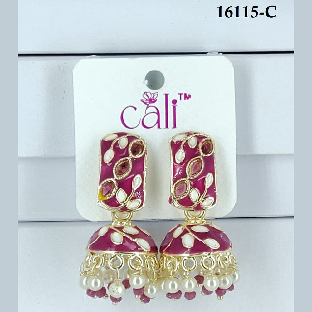 Corbeda Fashion Gold Plated Assorted Color Jhumki Earrings