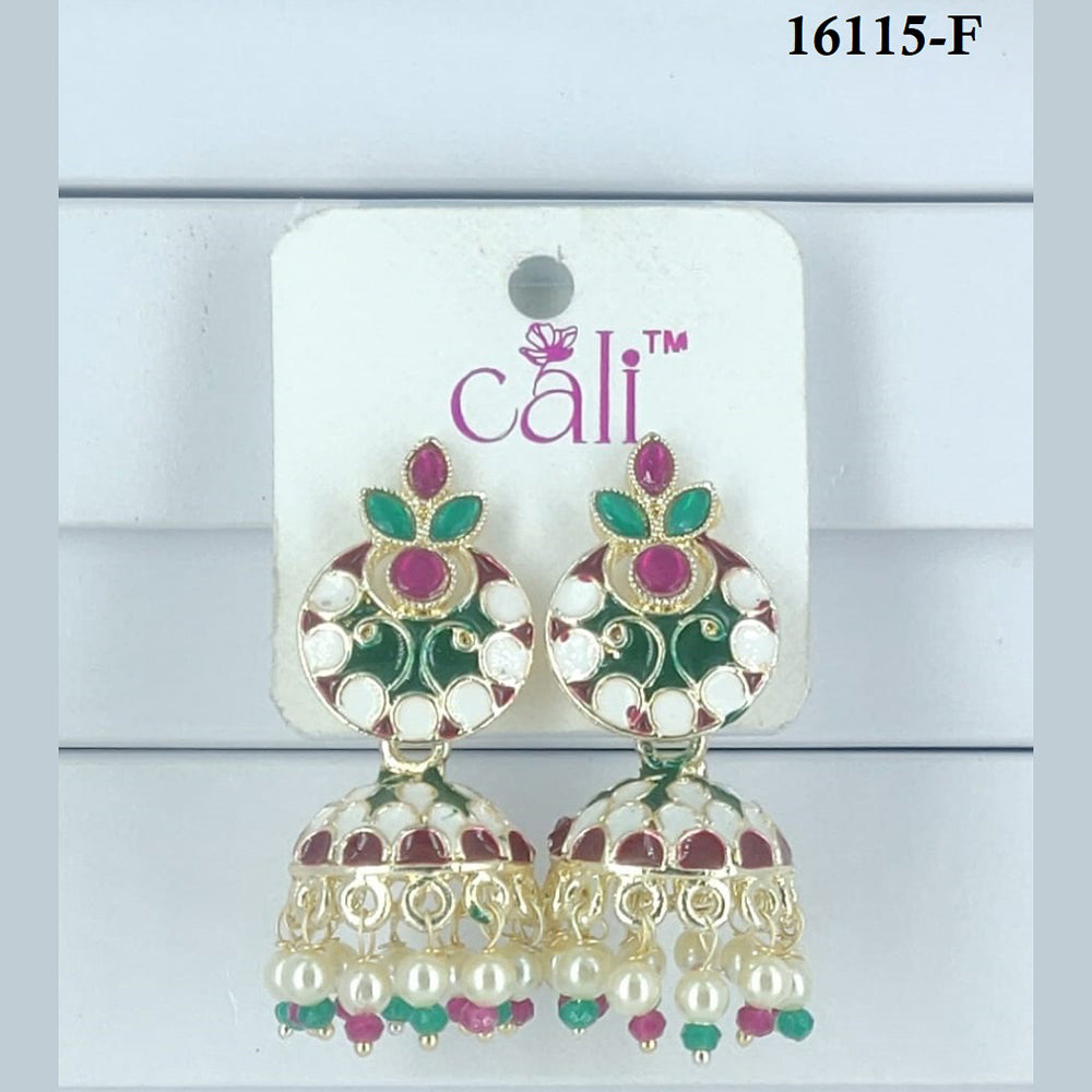 Corbeda Fashion Gold Plated Assorted Color Jhumki Earrings