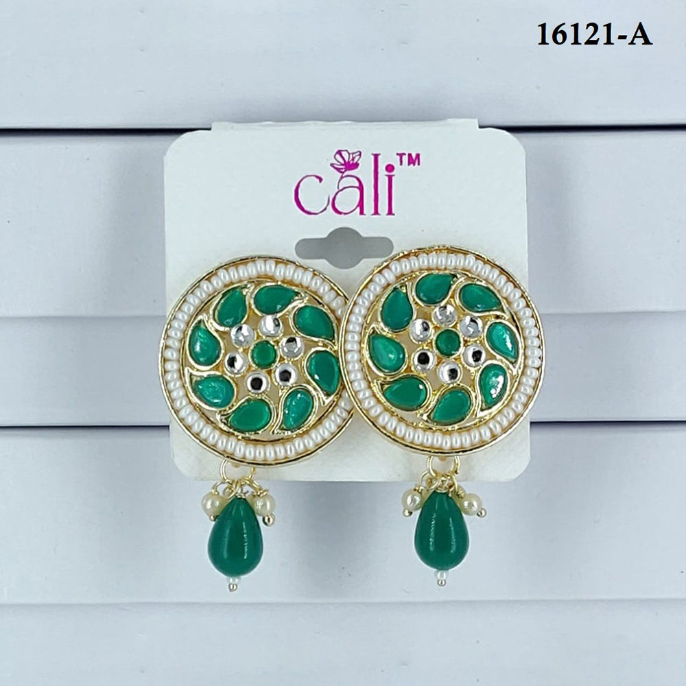 Corbeda Fashion Gold Plated Assorted Color Dangler Earrings