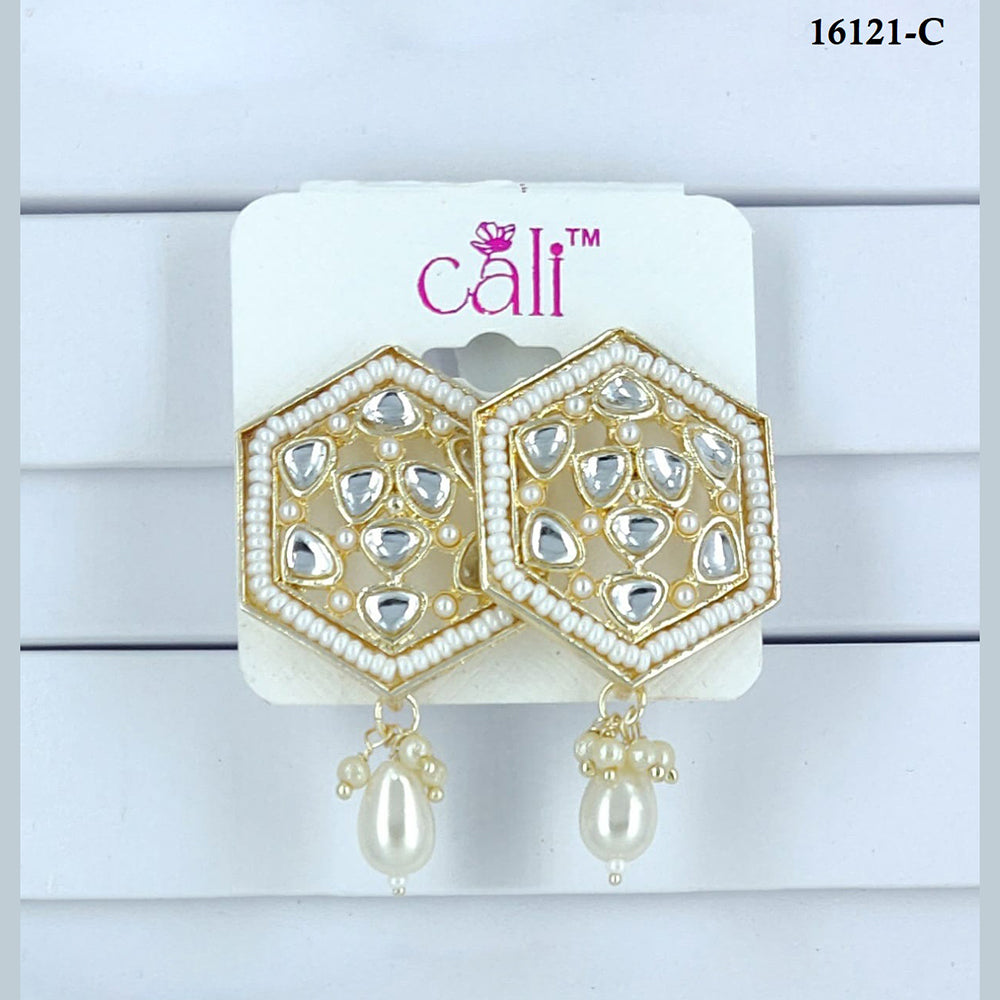 Corbeda Fashion Gold Plated Assorted Color Dangler Earrings