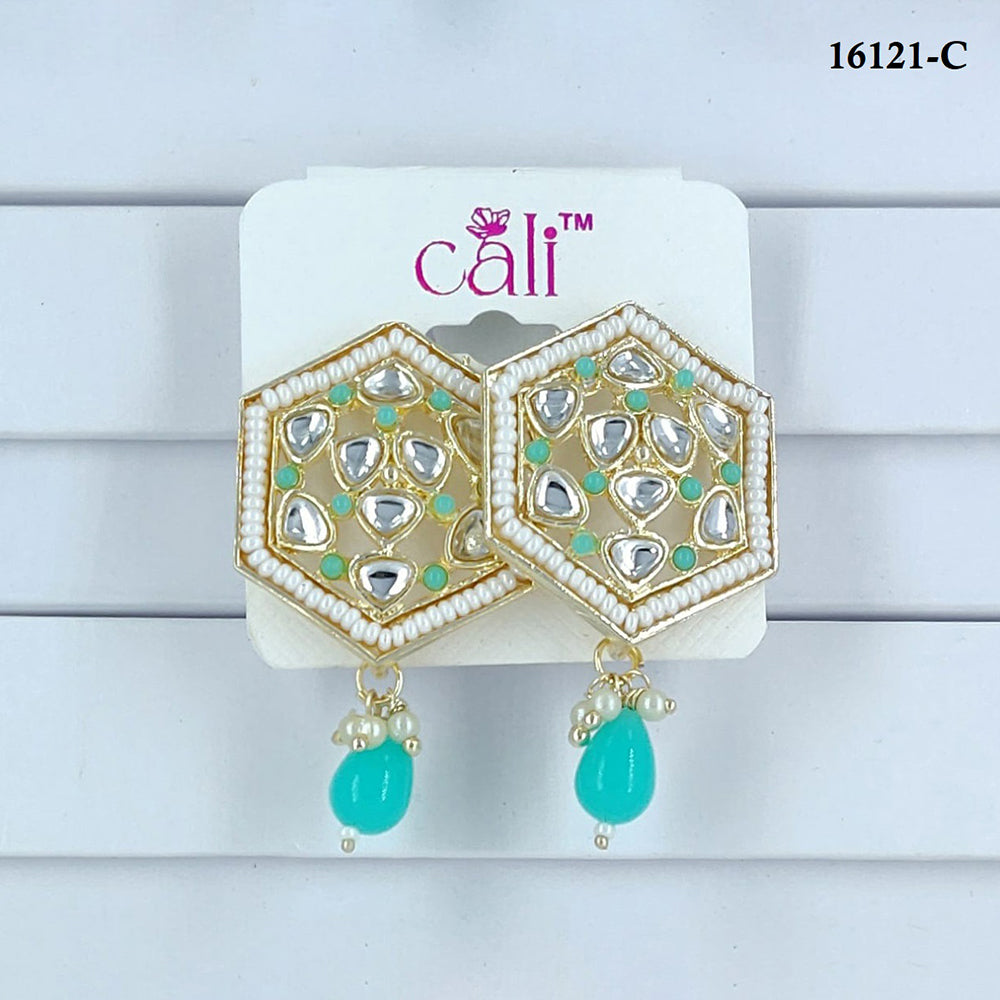 Corbeda Fashion Gold Plated Assorted Color Dangler Earrings