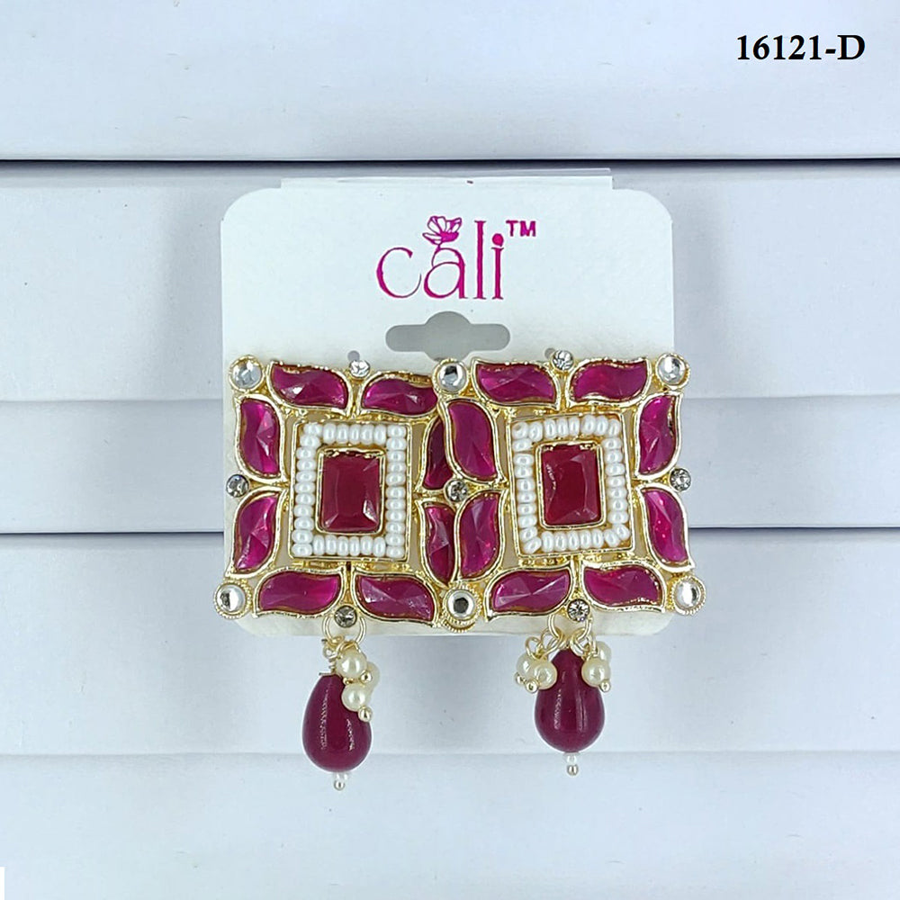 Corbeda Fashion Gold Plated Assorted Color Dangler Earrings