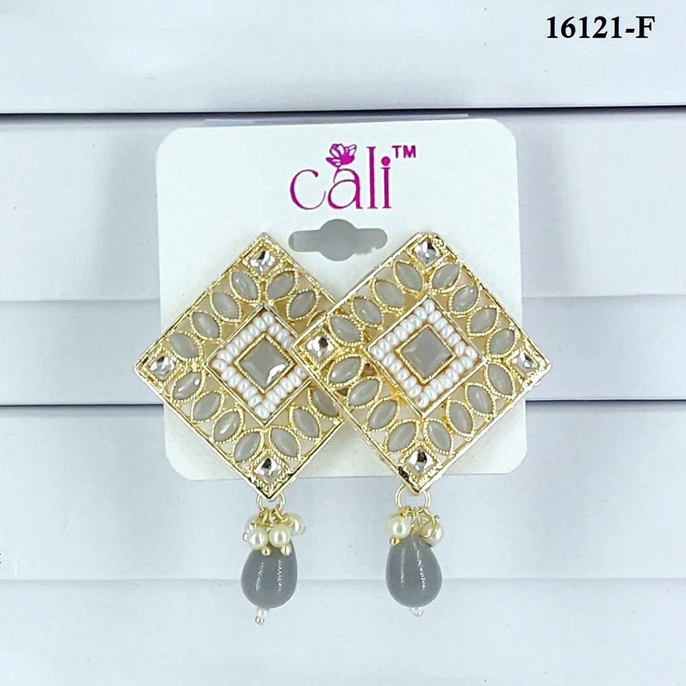 Corbeda Fashion Gold Plated Assorted Color Dangler Earrings