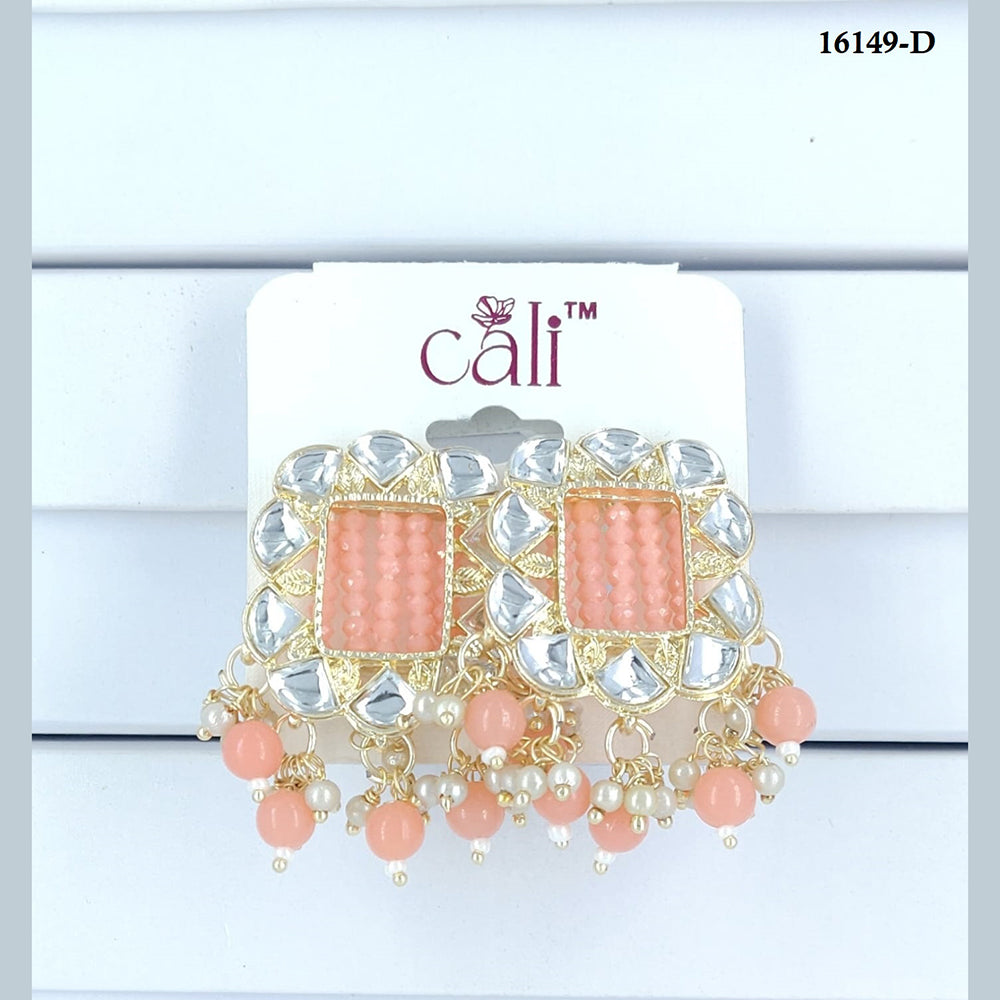 Corbeda Fashion Gold Plated Assorted Color Dangler Earrings