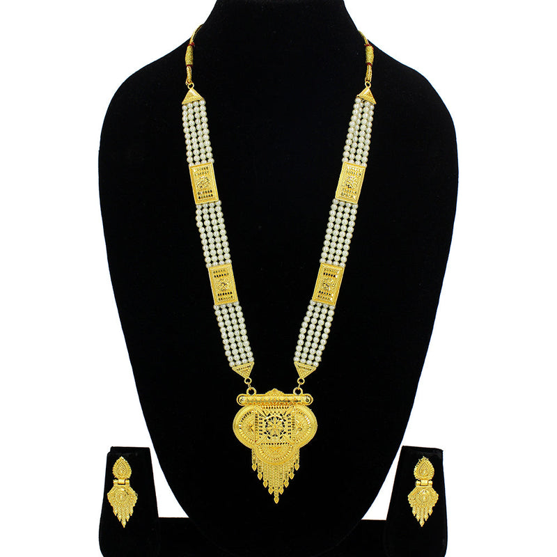 Mahavir Forming Look Gold Plated Long Necklace Set