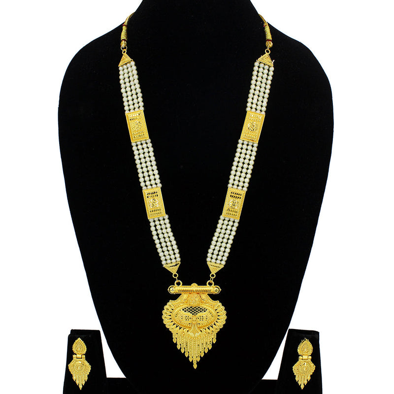 Mahavir Forming Look Gold Plated Long Necklace Set