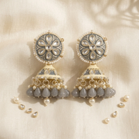 Wearhouse Fashion Classy Pota Stone And Pearl Jhumki Earrings