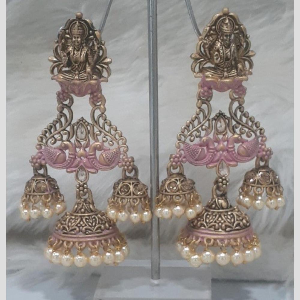 Infinity Jewels Gold Plated Crystal Stone And Meenakari Jhumki Earrings