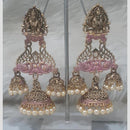 Infinity Jewels Gold Plated Crystal Stone And Meenakari Jhumki Earrings