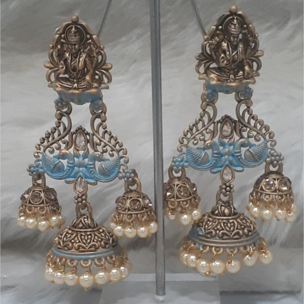 Infinity Jewels Gold Plated Crystal Stone And Meenakari Jhumki Earrings