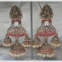 Infinity Jewels Gold Plated Crystal Stone And Meenakari Jhumki Earrings