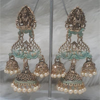 Infinity Jewels Gold Plated Crystal Stone And Meenakari Jhumki Earrings