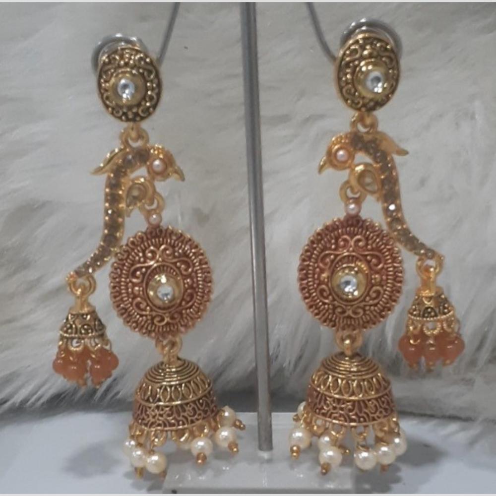 Infinity Jewels Gold Plated Crystal Stone And Meenakari Jhumki Earrings