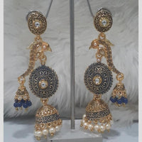 Infinity Jewels Gold Plated Crystal Stone And Meenakari Jhumki Earrings