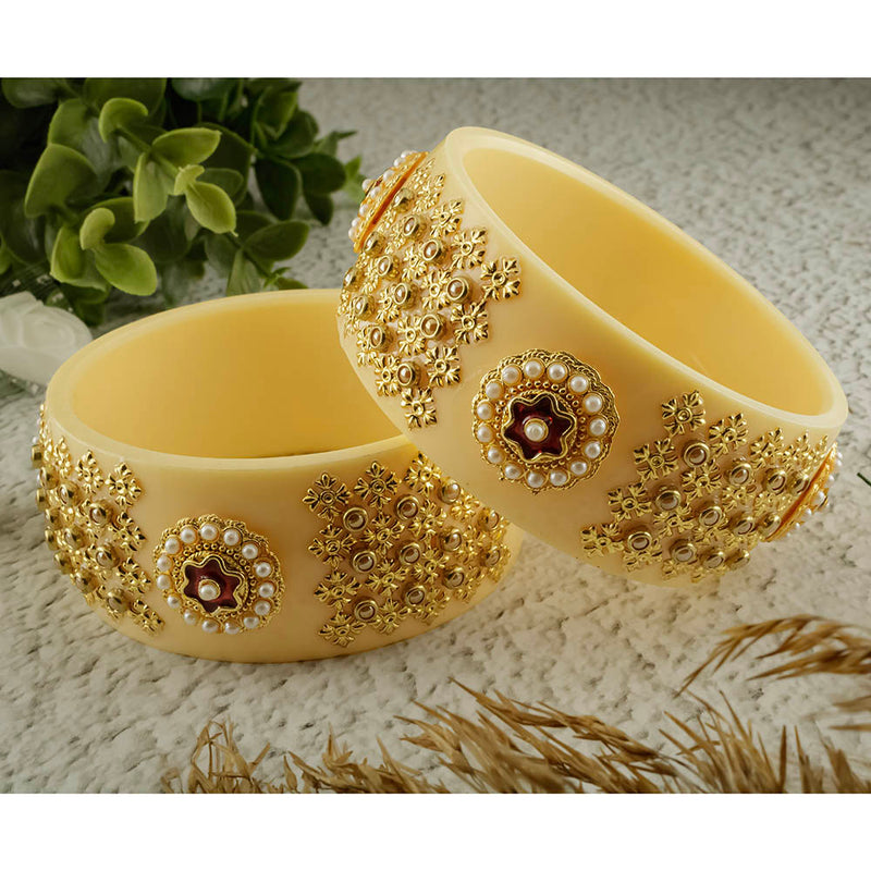 SOB Set of 2 Designer  Acrylic Bangles with Studded Kundan