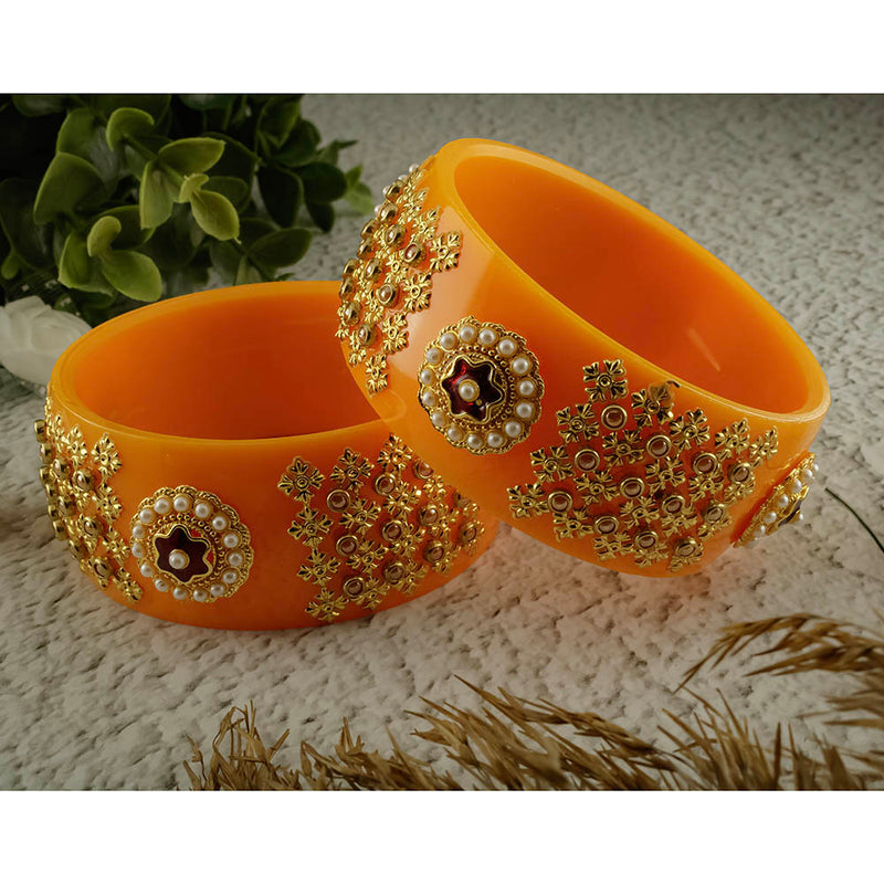 SOB Set of 2 Designer  Acrylic Bangles with Studded Kundan