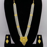 Mahavir Dye Gold Plated Pearl Long Necklace Set