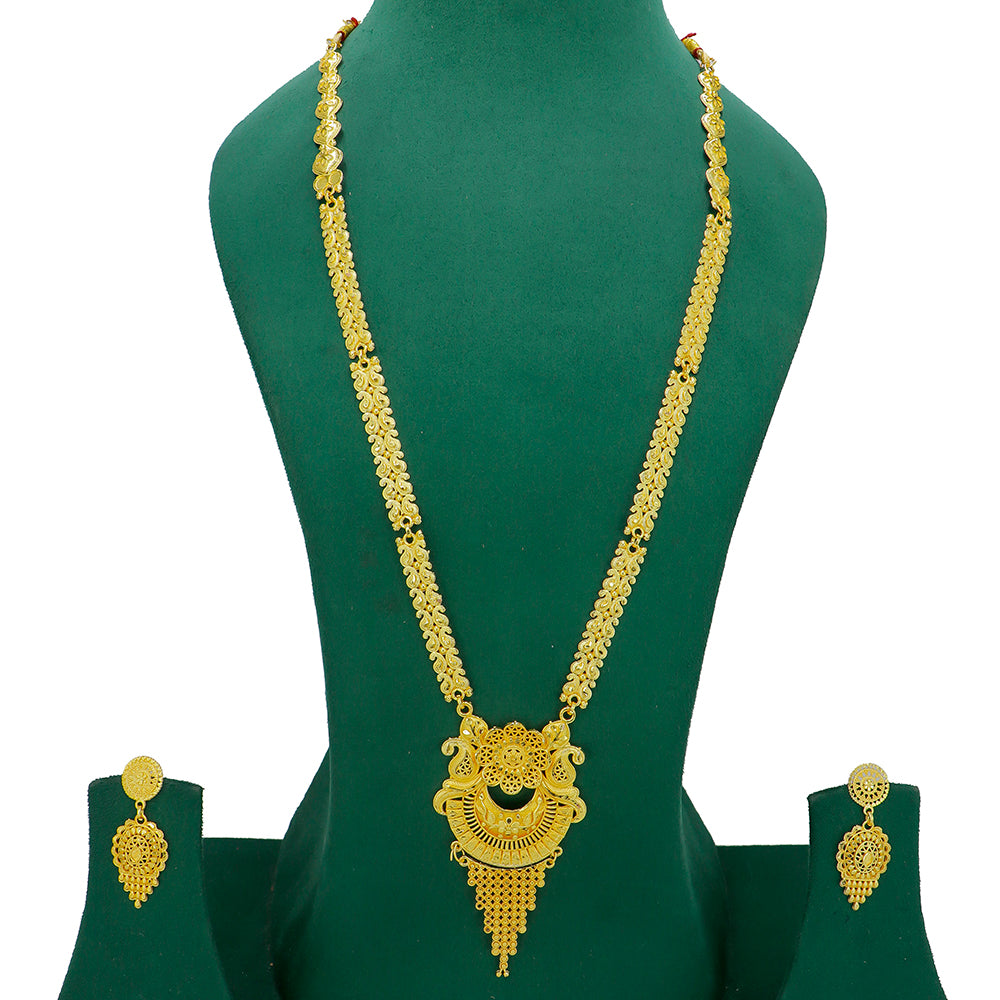 Mahavir Gold Plated Long Necklace Set