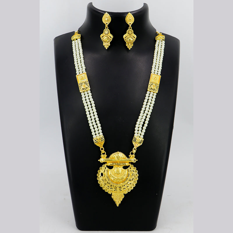 Mahavir Gold Plated Pearls Necklace Set