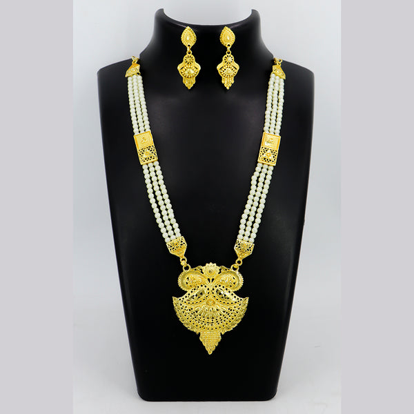 Mahavir Gold Plated Pearls Necklace Set