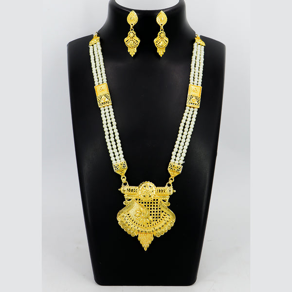 Mahavir Gold Plated Pearls Necklace Set