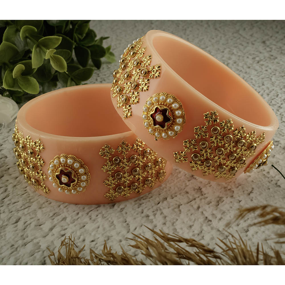 SOB Set of 2 Designer  Acrylic Bangles with Studded Kundan