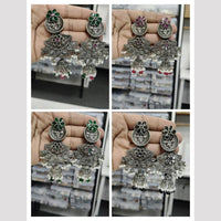 Wearhouse Fashion Ethnic Oxidised Earrings Elegant Pota And Pearl Blend For Classic Looks