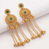 Wearhouse Fashion Elegant Pota Stone And Pearl Kashmiri Dangler Earrings