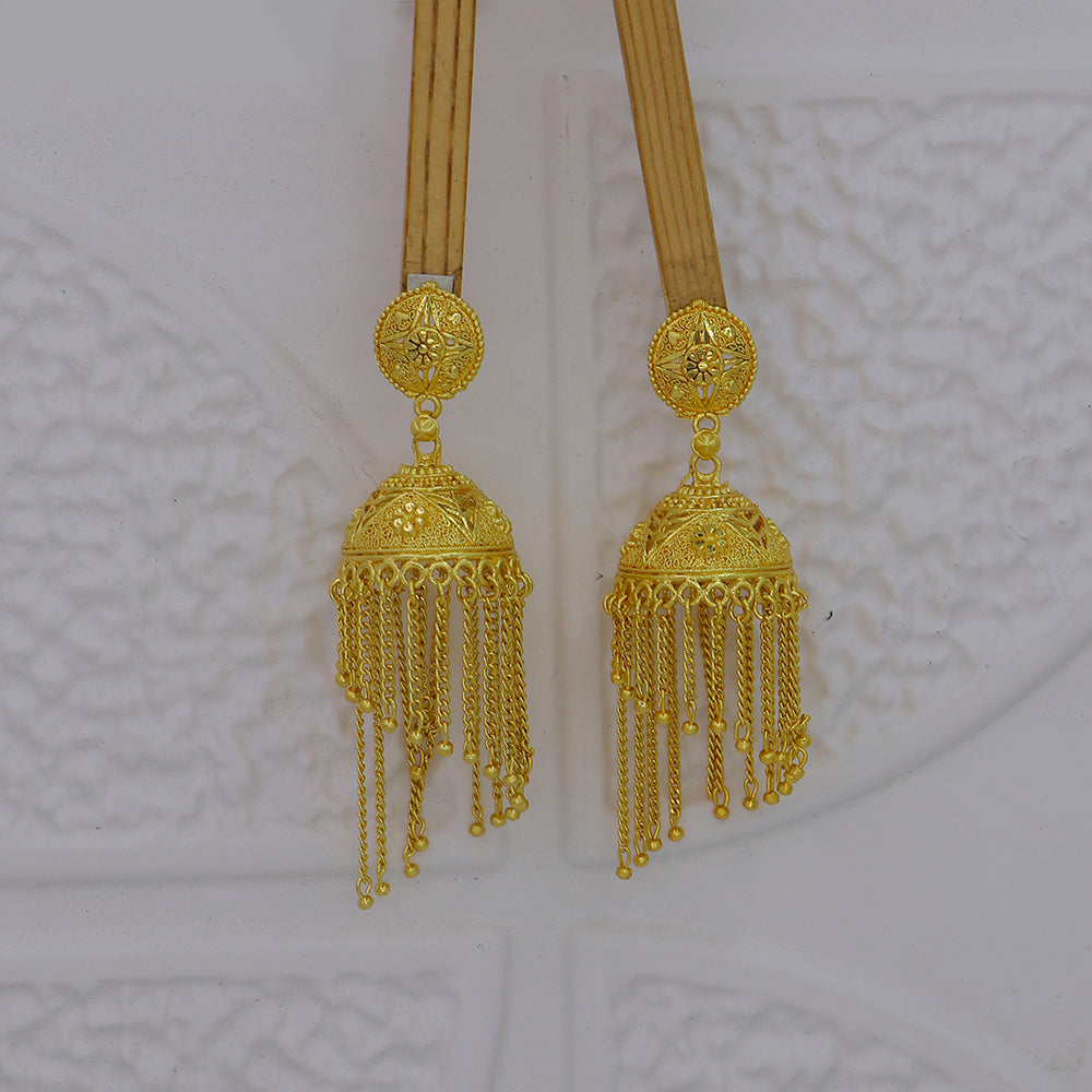 Mahavir DYE Gold Plated Premium Jhumki Earrings (Pack of 6)